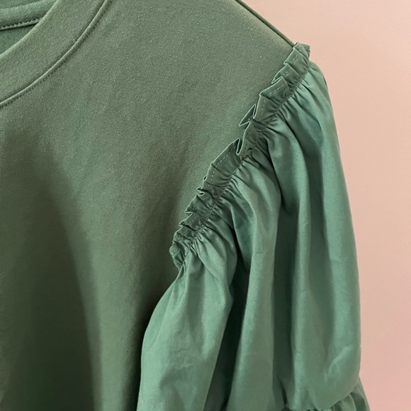 Chico’s Knit And Woven Tiered-Sleeve Top size 0 Small / Medium Envy Green - Picture 6 of 8